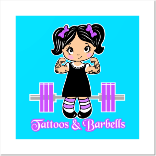 Tattooed girl, fitness girl, gym girl Posters and Art